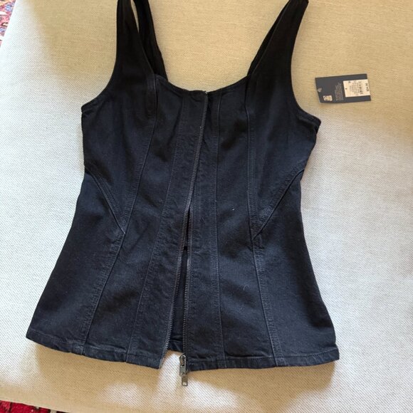 Universal Thread Black Denim Corset Vest Zip-Up Corset Vest Sz. 4 - Picture 2 of 3